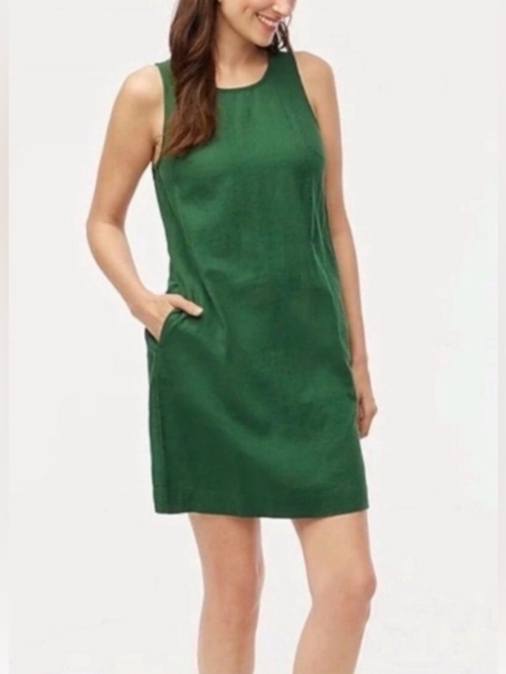 J. Crew Emerald Green Sleeveless Shift Mini Dress